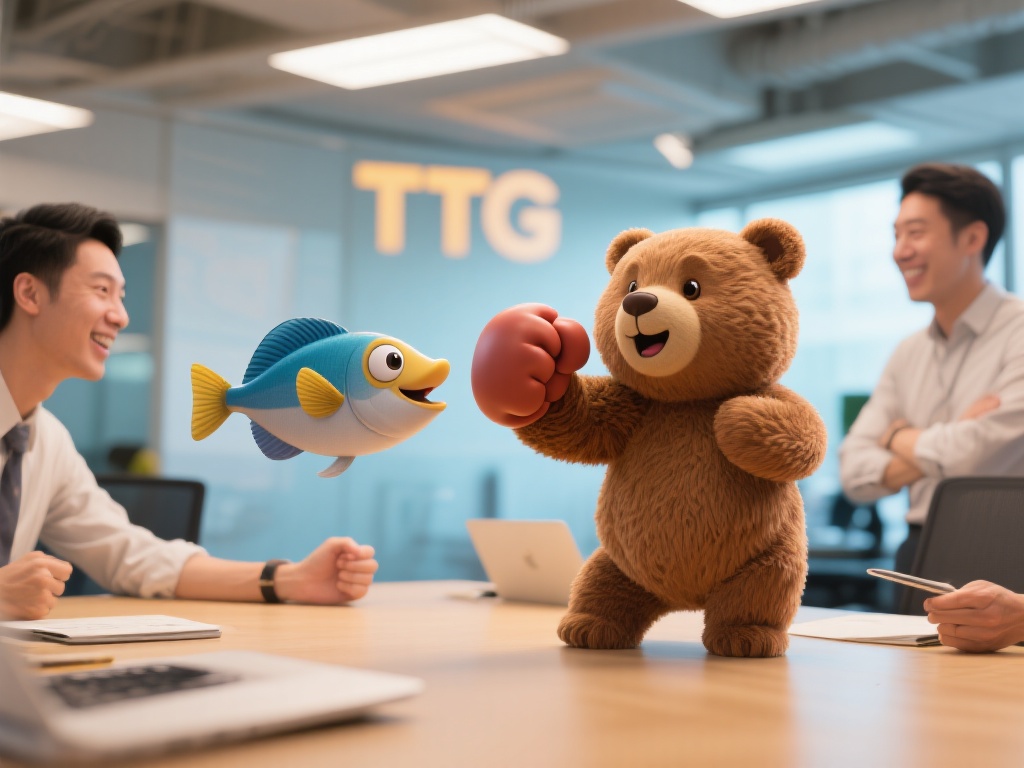 TTG官宣鱼熊同框:小鱼霸气重拳小白熊! 显然,从小鱼对小熊“重拳出击”的互动中,